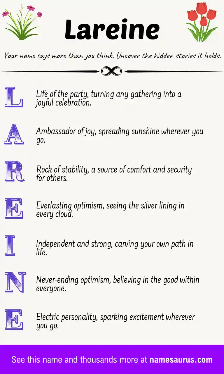 Acrostic poem about Lareine.