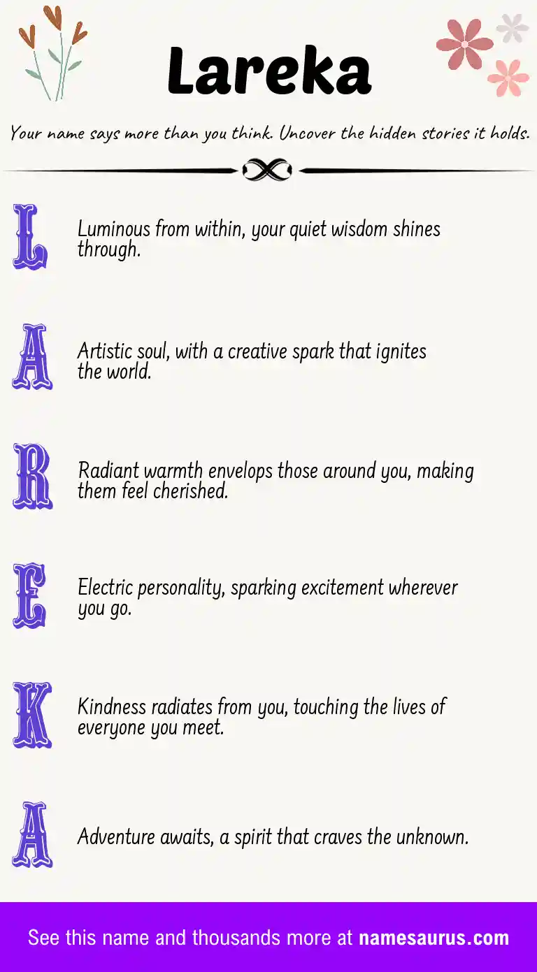 Acrostic poem about Lareka.