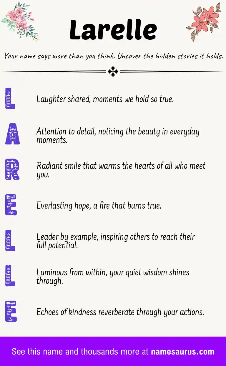 Acrostic poem about Larelle.