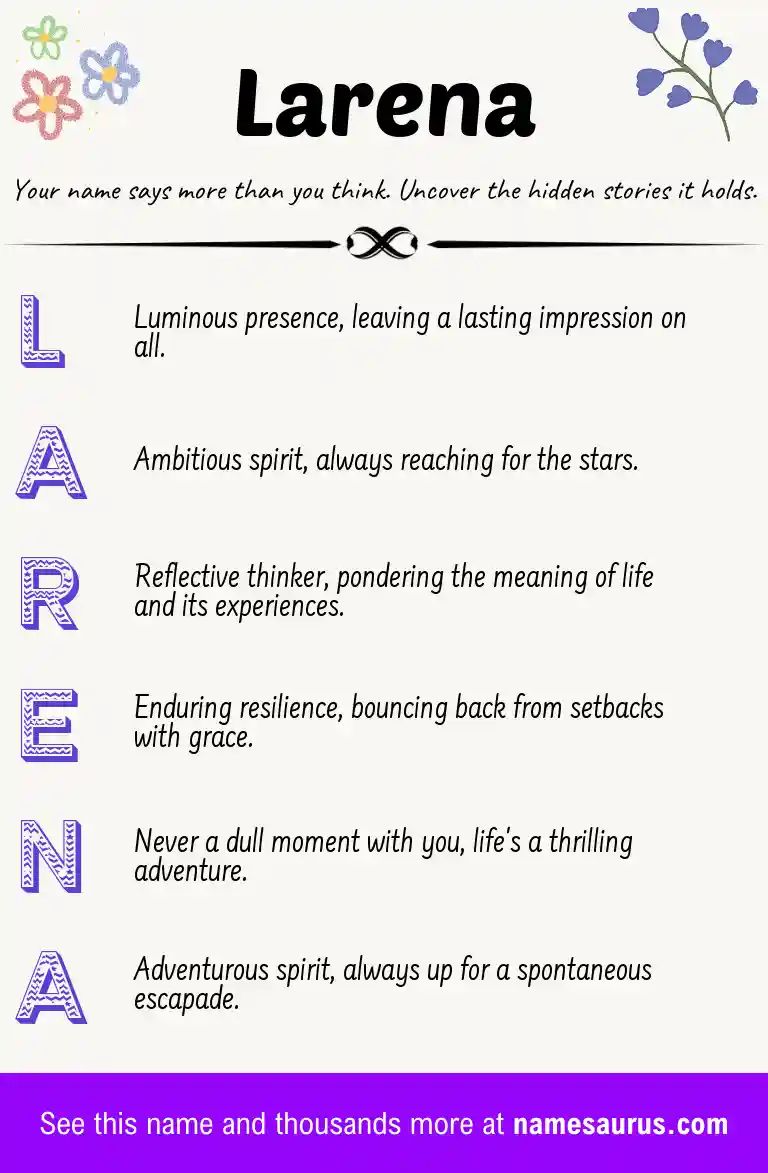 Acrostic poem about Larena.