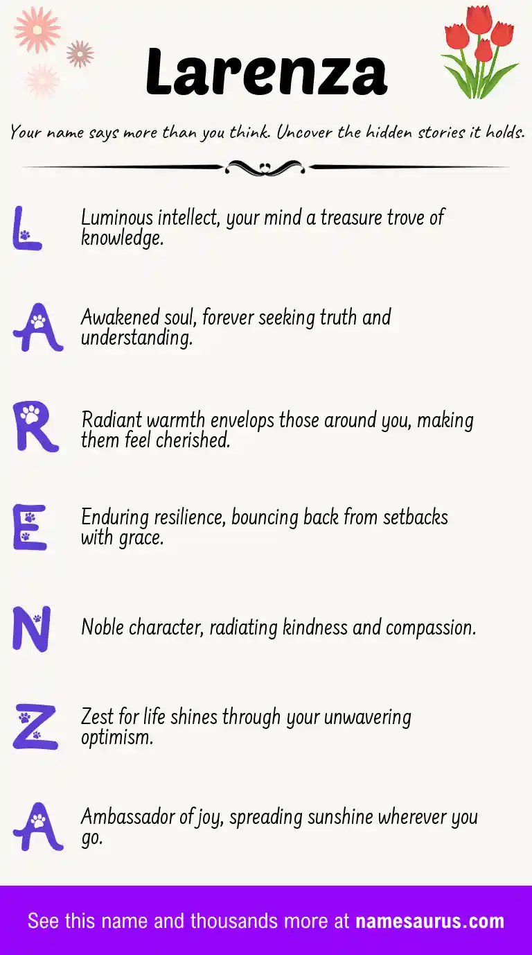 Acrostic poem about Larenza.