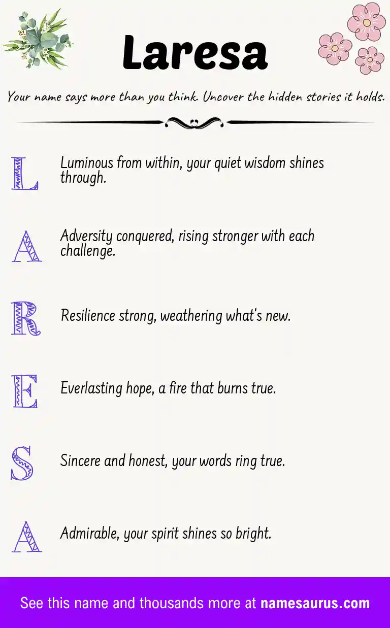 Acrostic poem about Laresa.