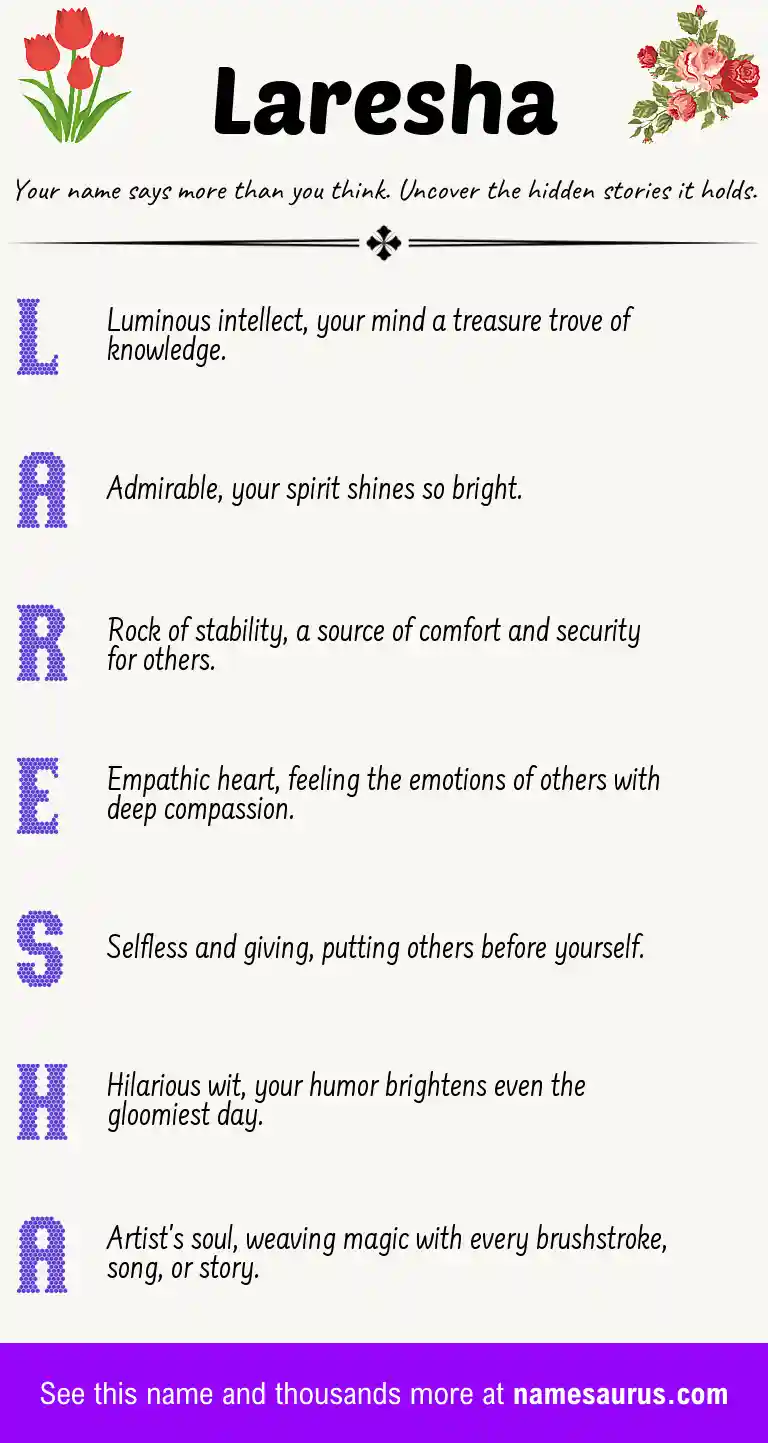 Acrostic poem about Laresha.