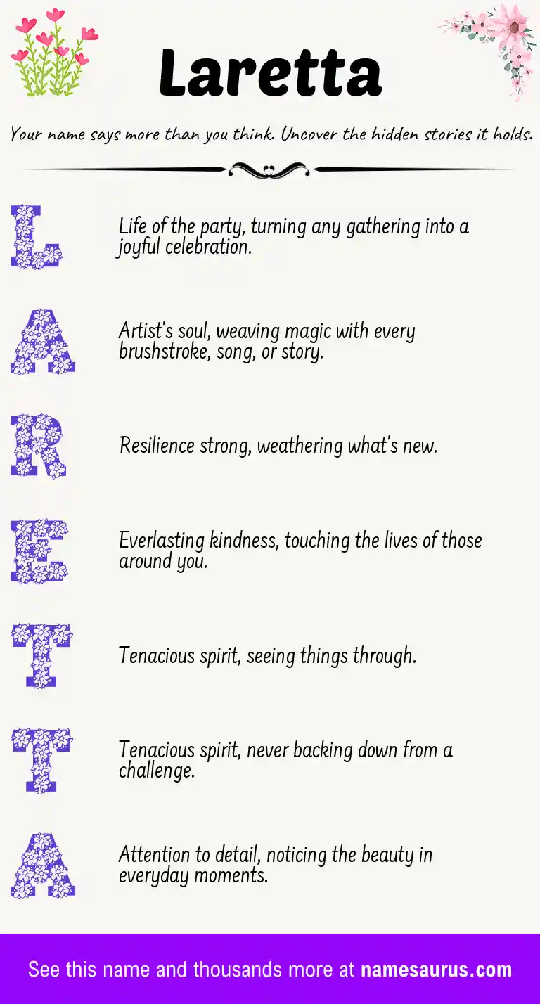 Acrostic poem about Laretta.