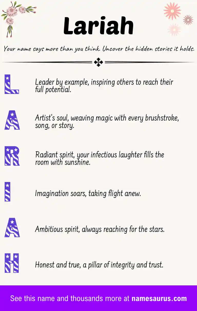 Acrostic poem about Lariah.