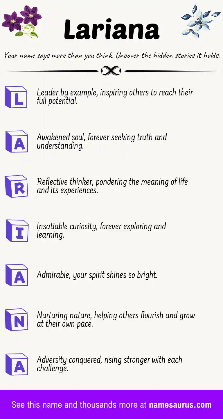 Acrostic poem about Lariana.