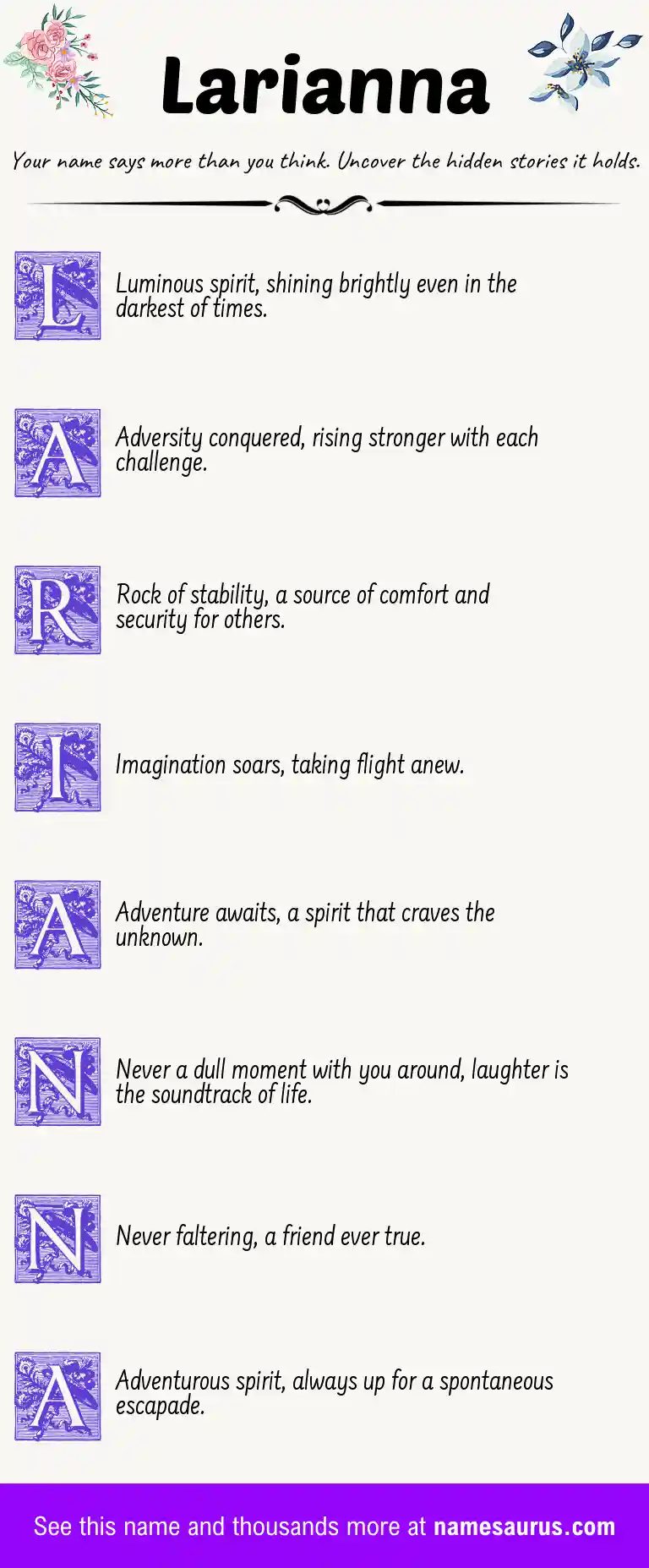 Acrostic poem about Larianna.