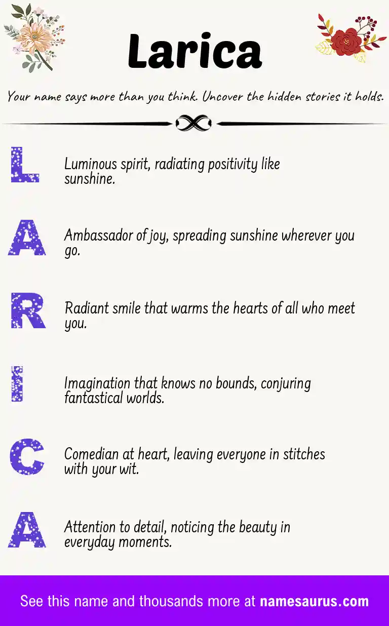 Acrostic poem about Larica.