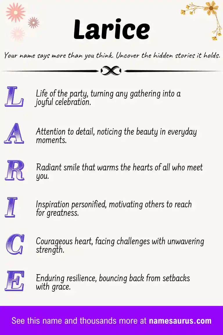 Acrostic poem about Larice.