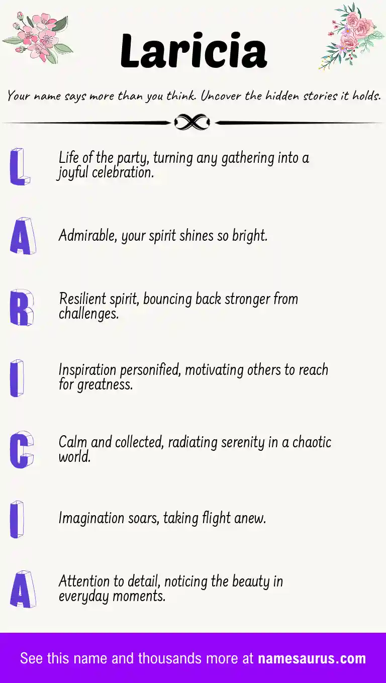 Acrostic poem about Laricia.