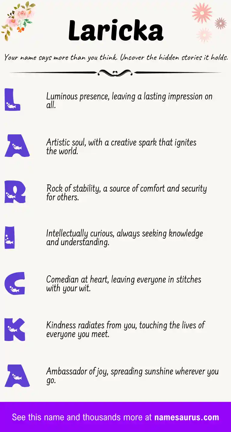 Acrostic poem about Laricka.