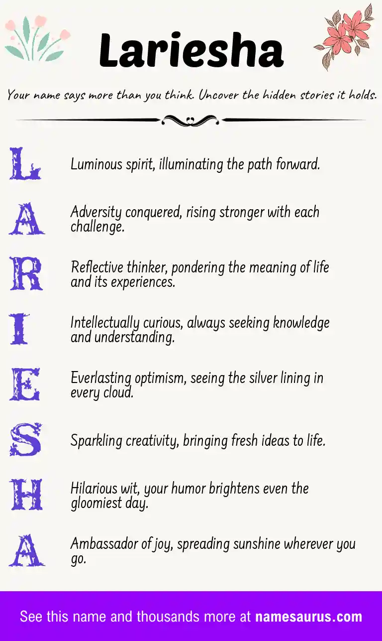 Acrostic poem about Lariesha.