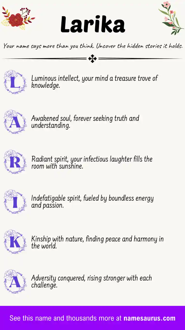 Acrostic poem about Larika.