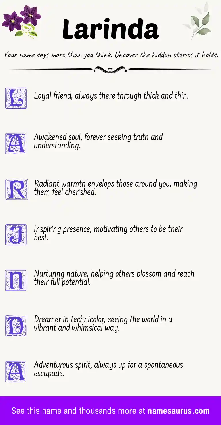 Acrostic poem about Larinda.