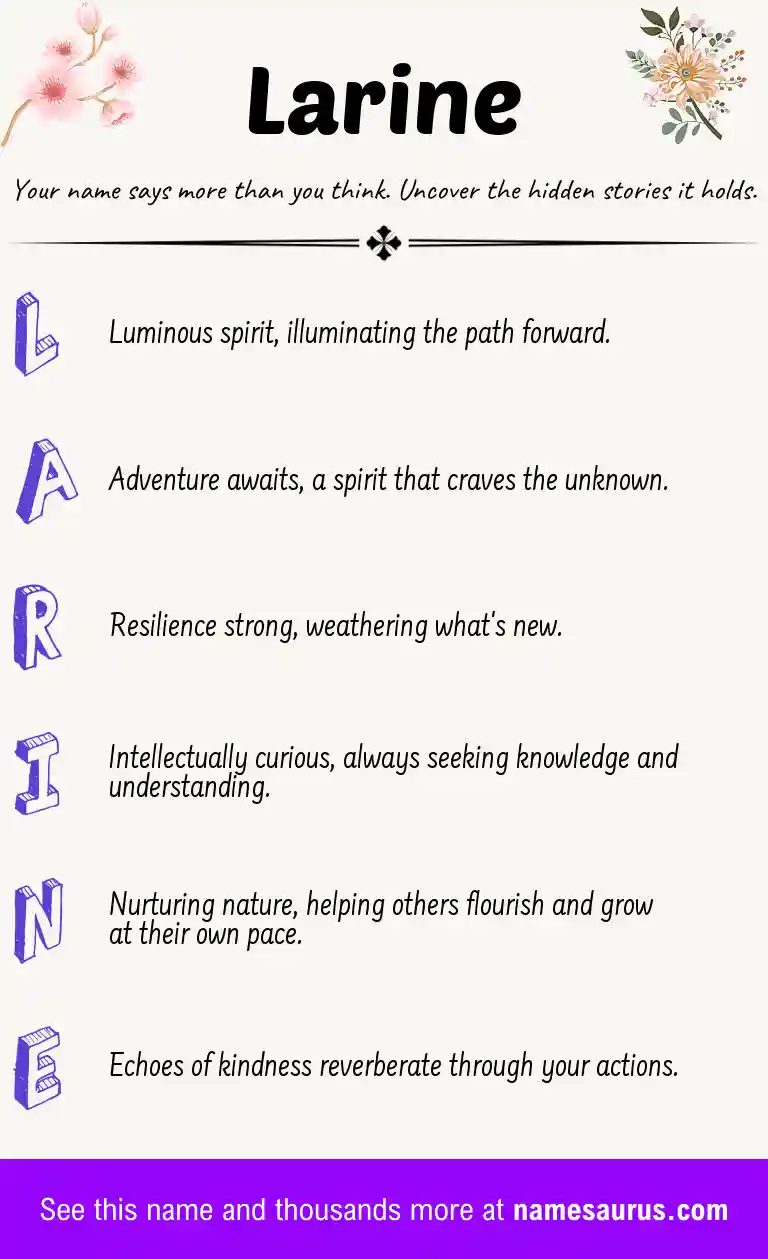 Acrostic poem about Larine.