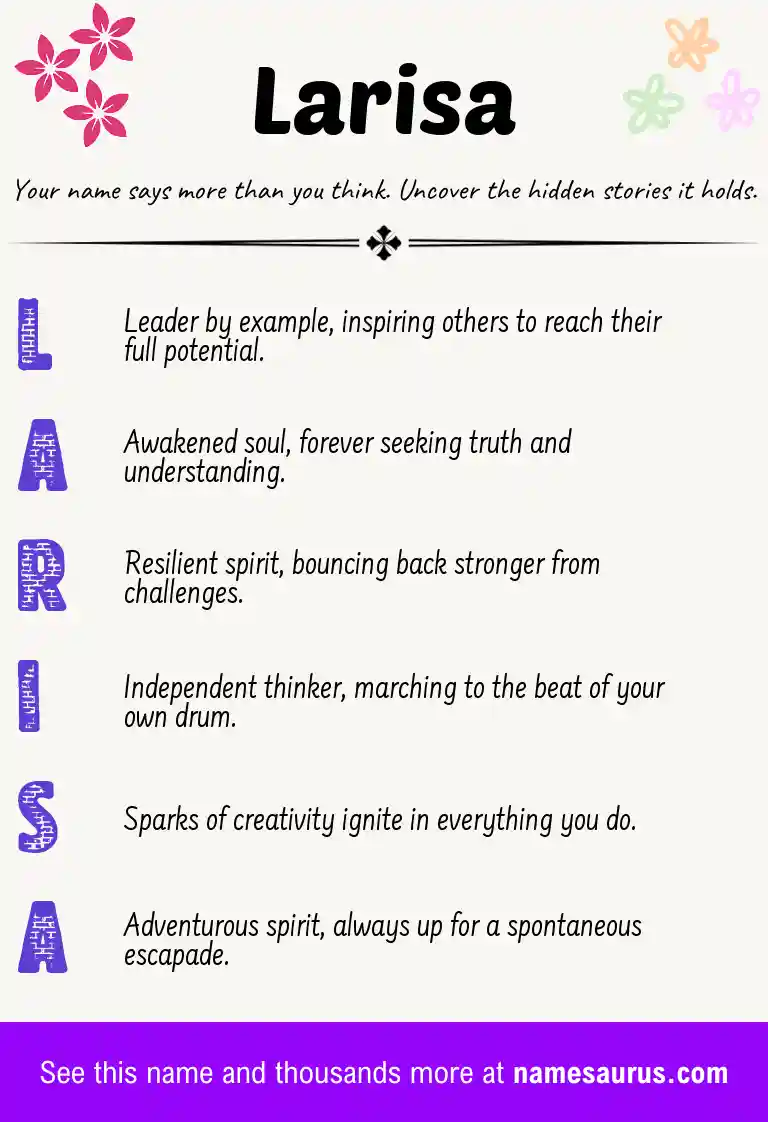 Acrostic poem about Larisa.