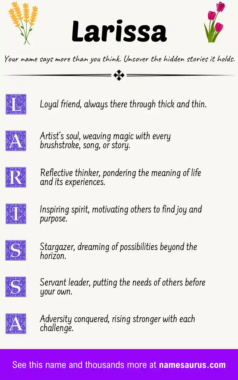 Acrostic poem about Larissa.