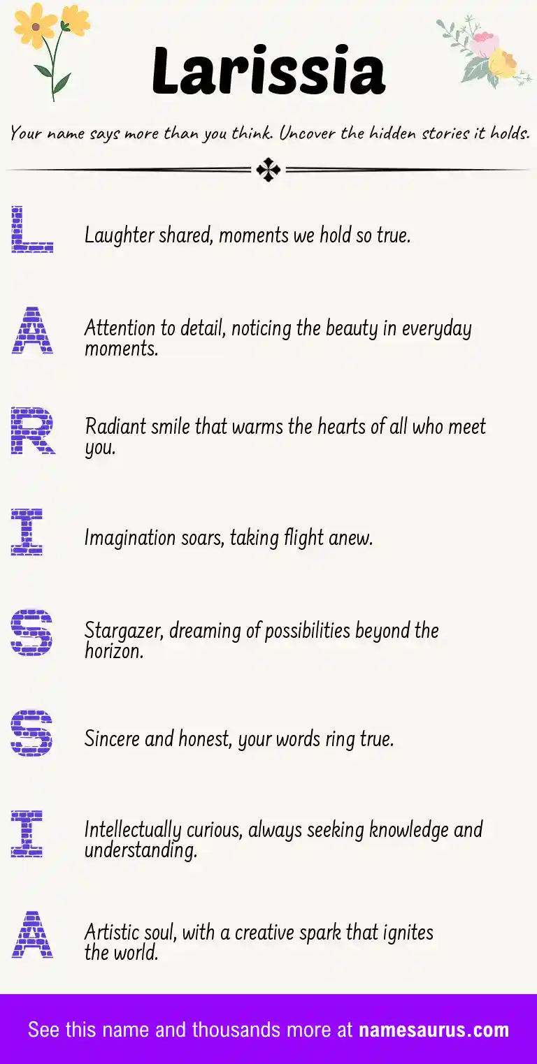 Acrostic poem about Larissia.