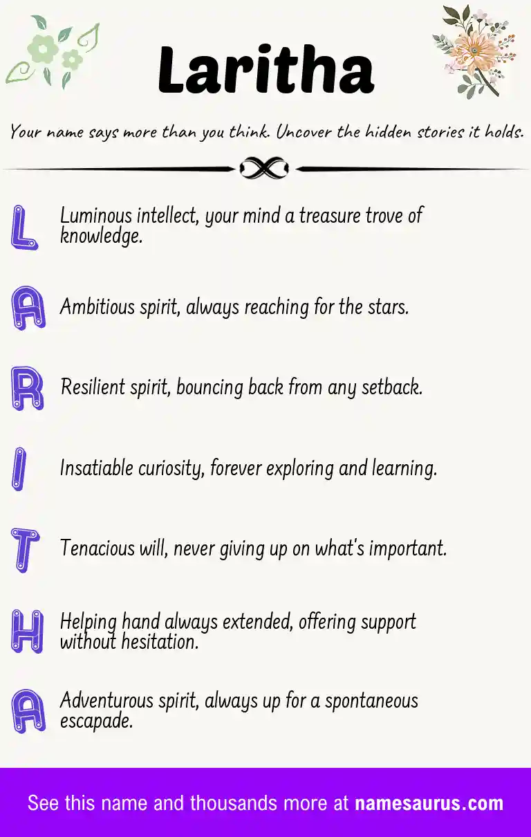 Acrostic poem about Laritha.