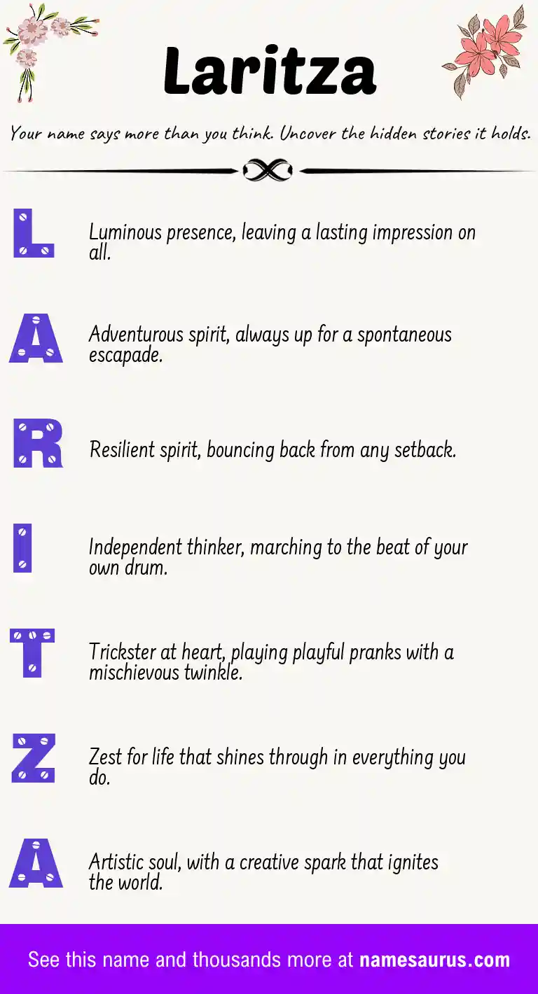 Acrostic poem about Laritza.