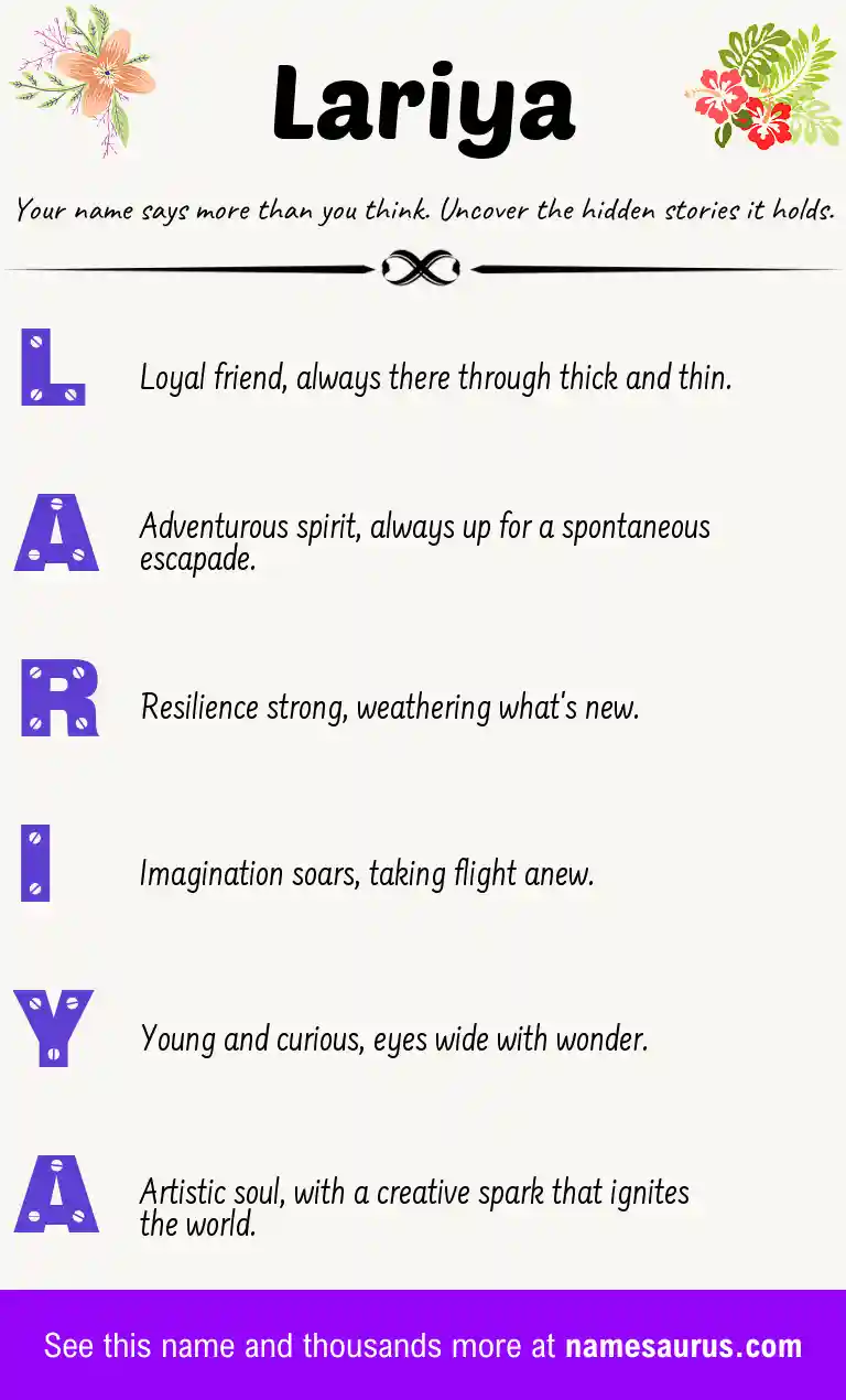 Acrostic poem about Lariya.