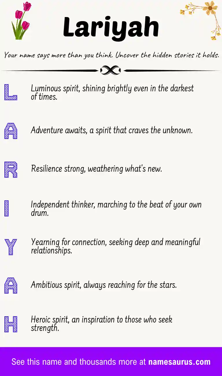Acrostic poem about Lariyah.