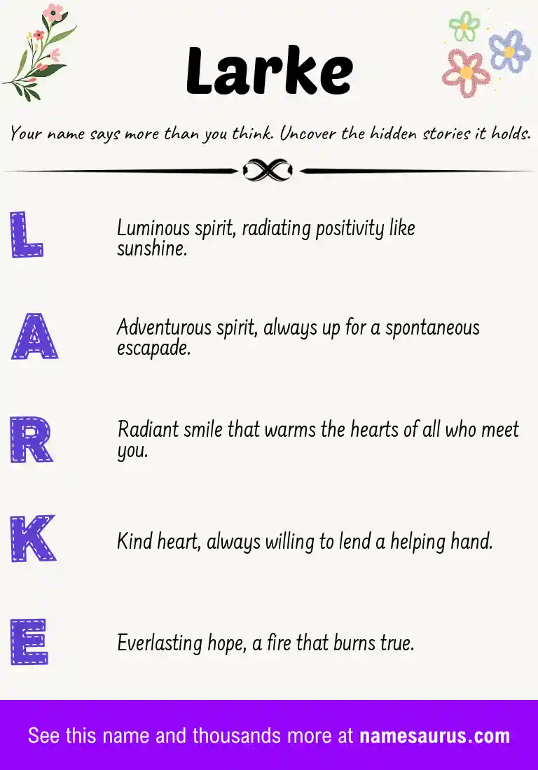 Acrostic poem about Larke.
