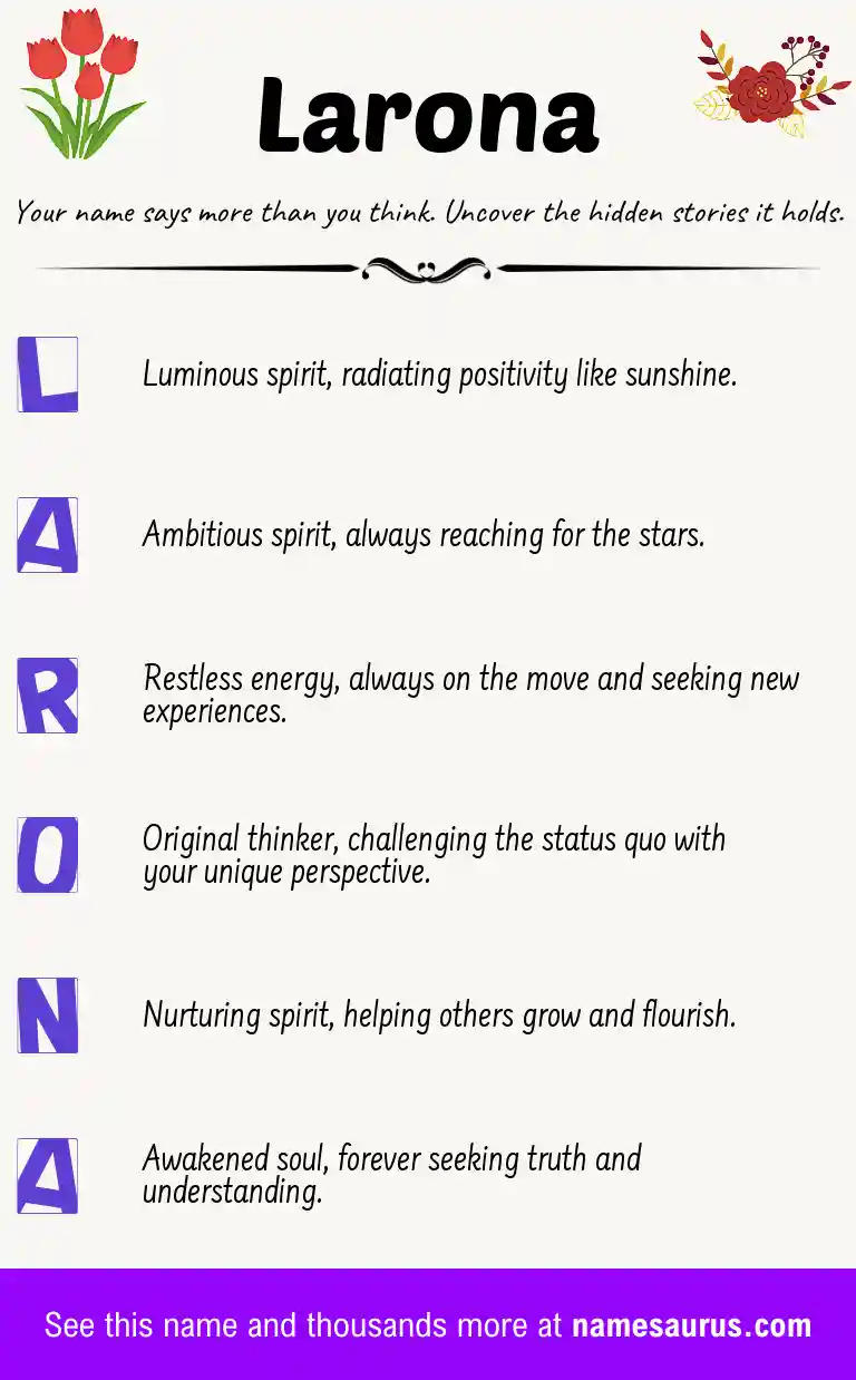 Acrostic poem about Larona.