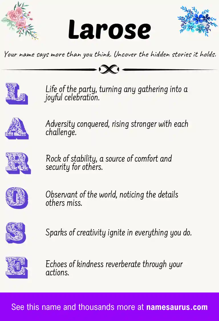 Acrostic poem about Larose.