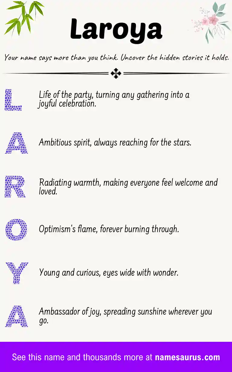 Acrostic poem about Laroya.