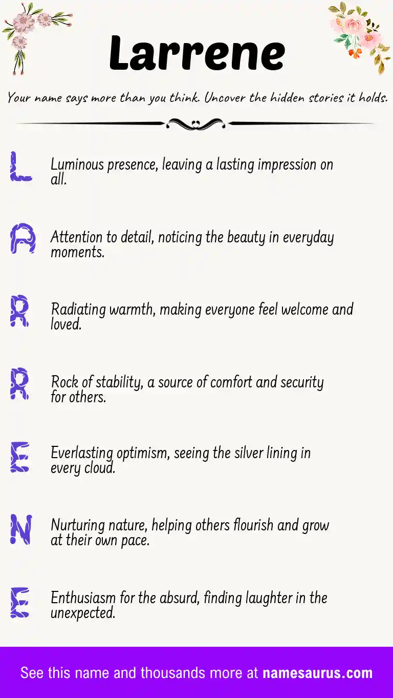 Acrostic poem about Larrene.