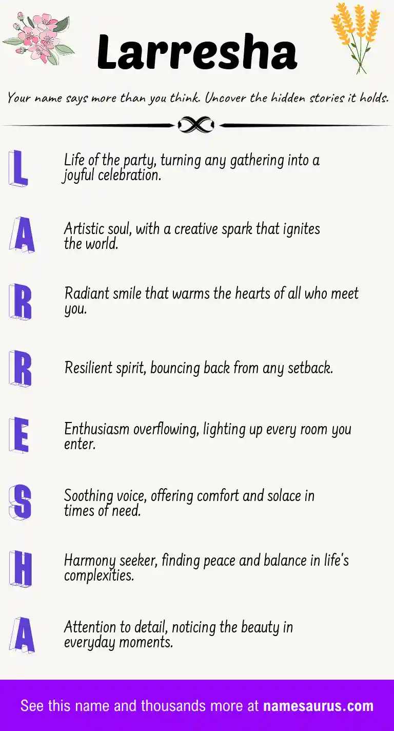 Acrostic poem about Larresha.