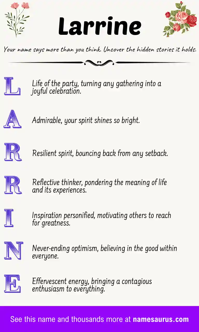 Acrostic poem about Larrine.