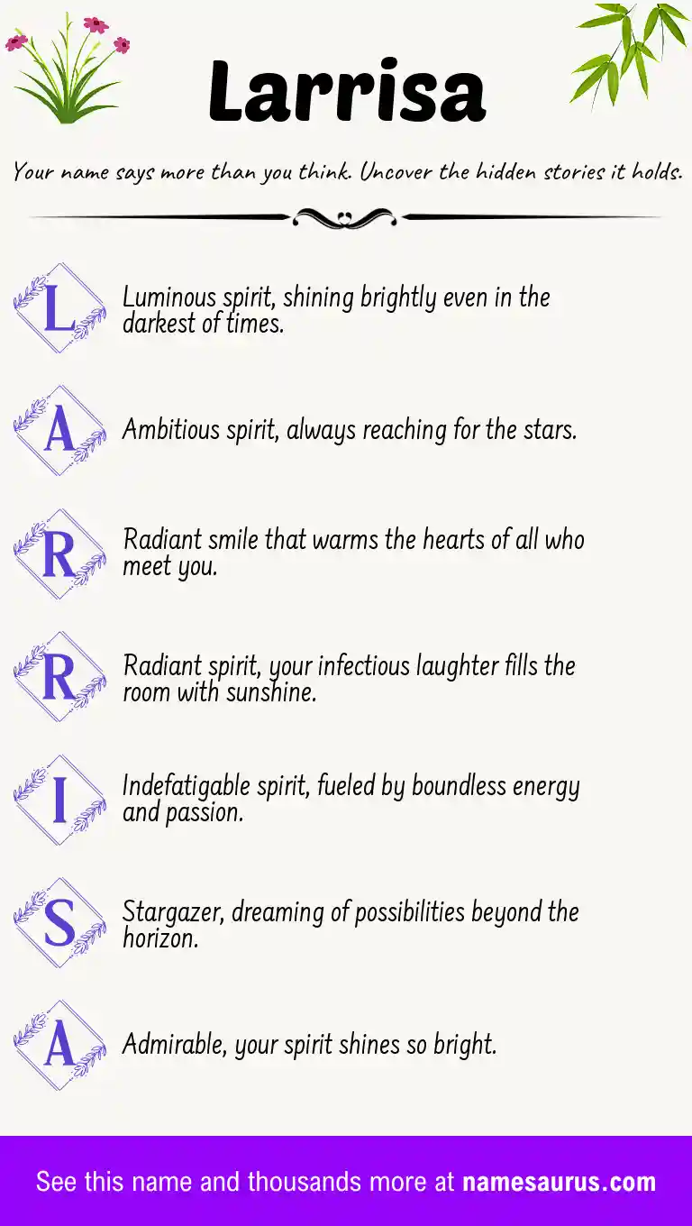 Acrostic poem about Larrisa.