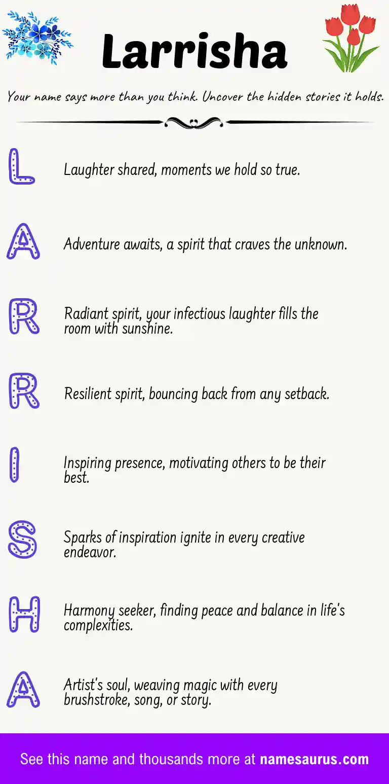 Acrostic poem about Larrisha.