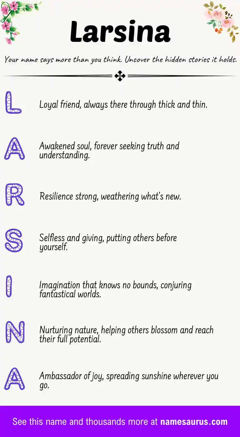 Acrostic poem about Larsina.