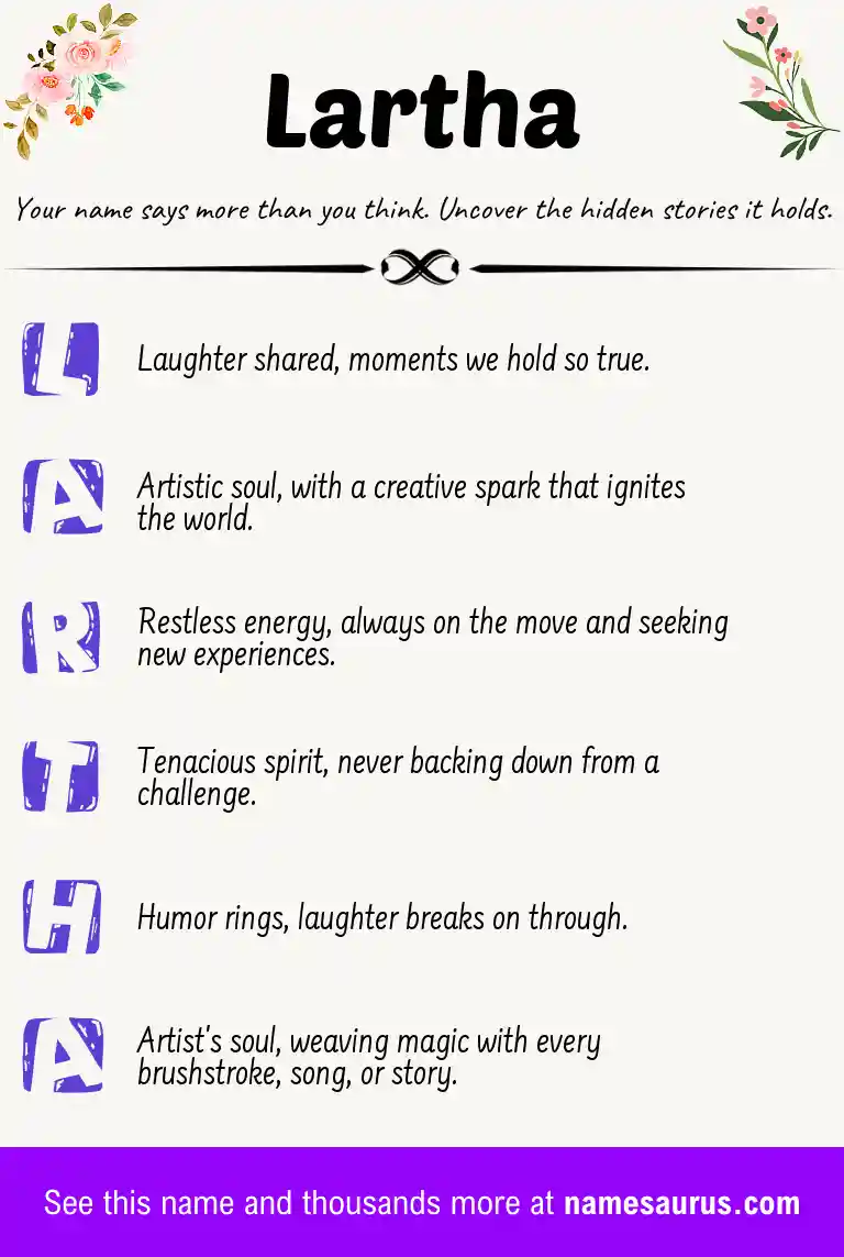Acrostic poem about Lartha.
