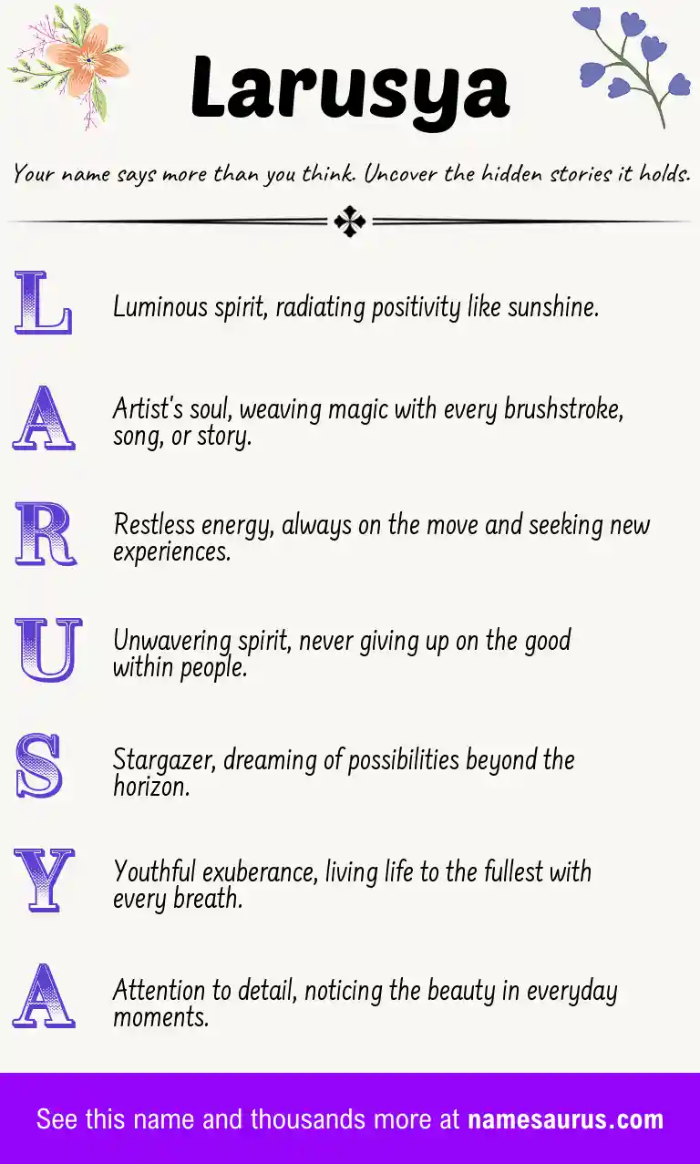 Acrostic poem about Larusya.