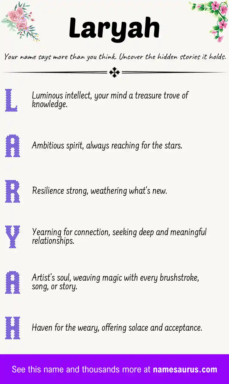 Acrostic poem about Laryah.