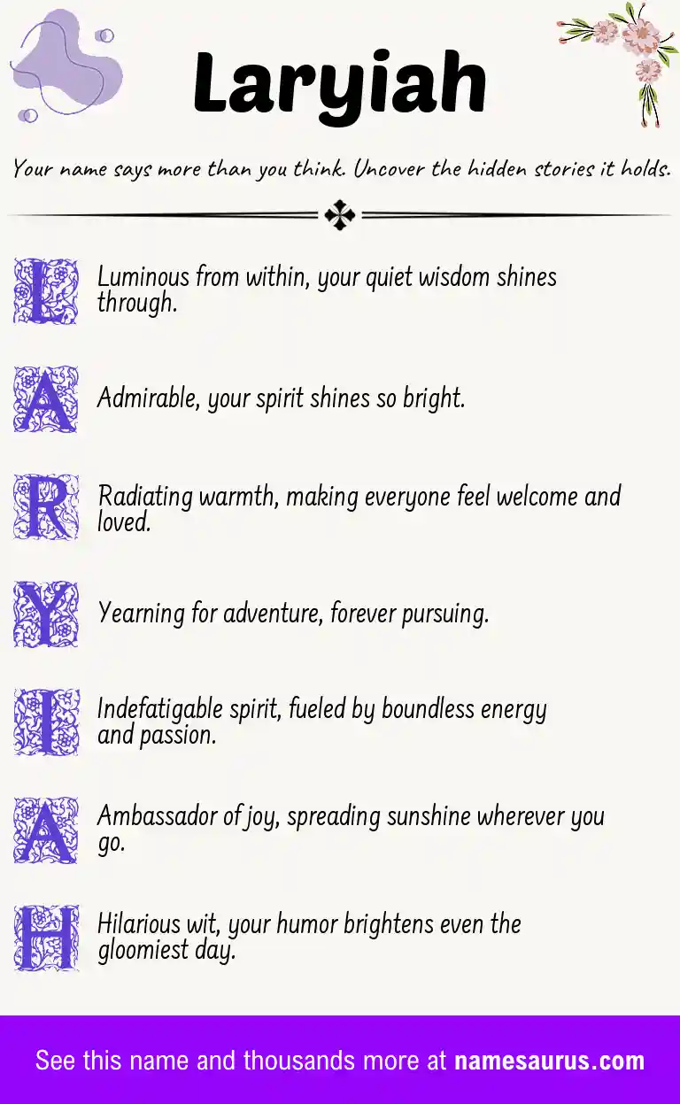 Acrostic poem about Laryiah.