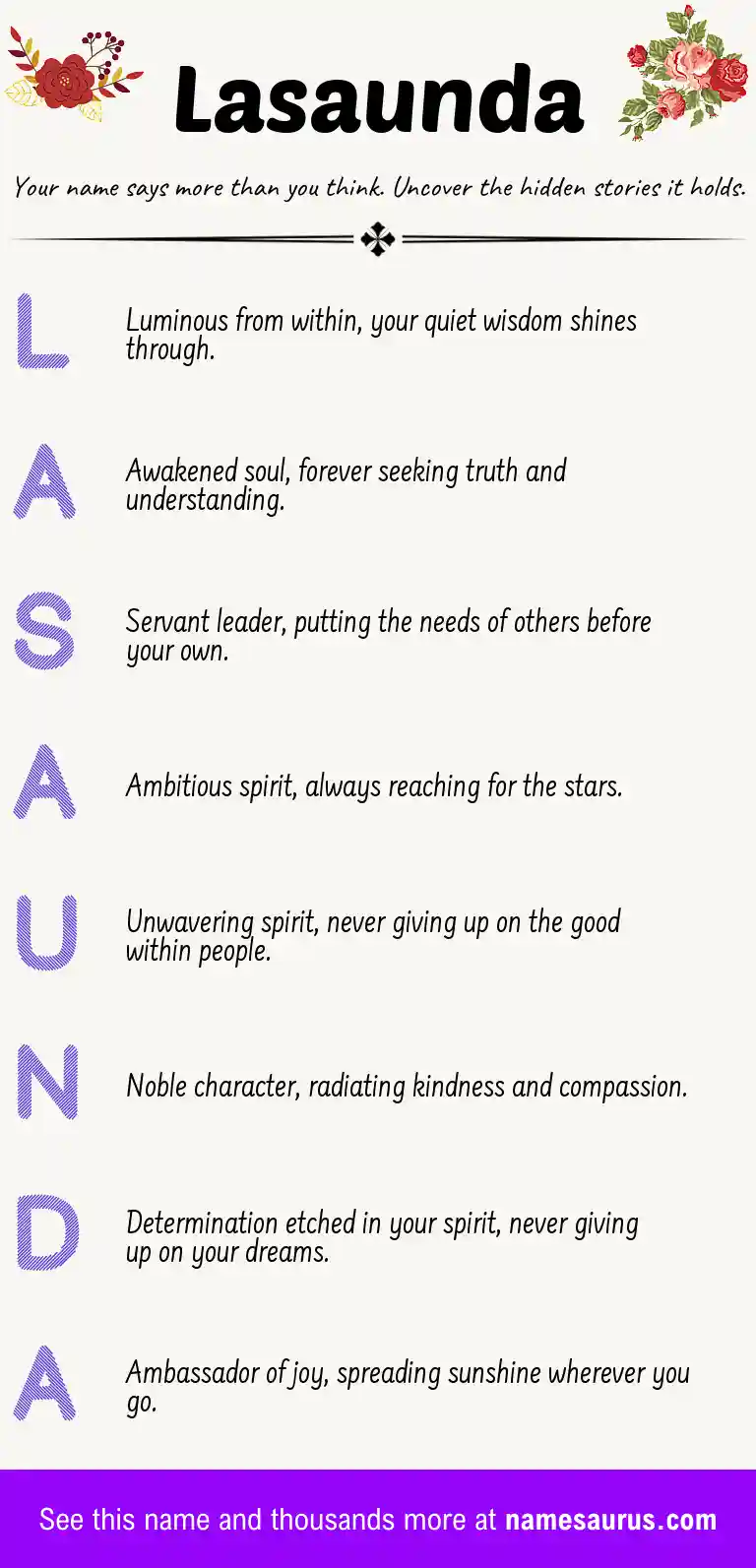 Acrostic poem about Lasaunda.