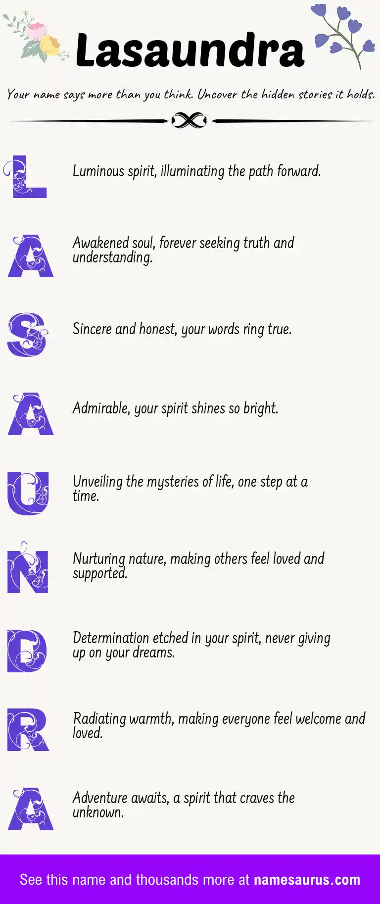 Acrostic poem about Lasaundra.