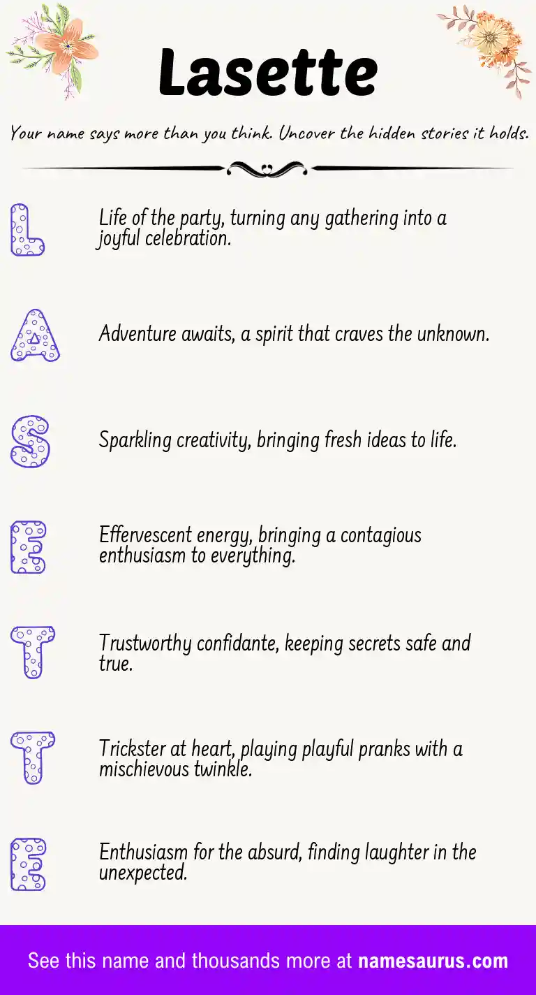 Acrostic poem about Lasette.