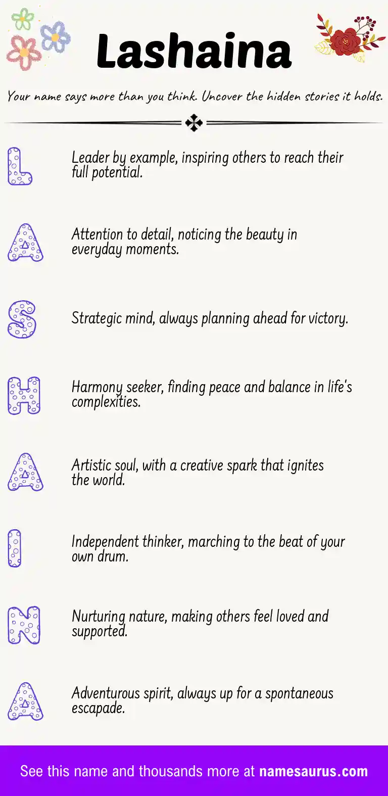 Acrostic poem about Lashaina.