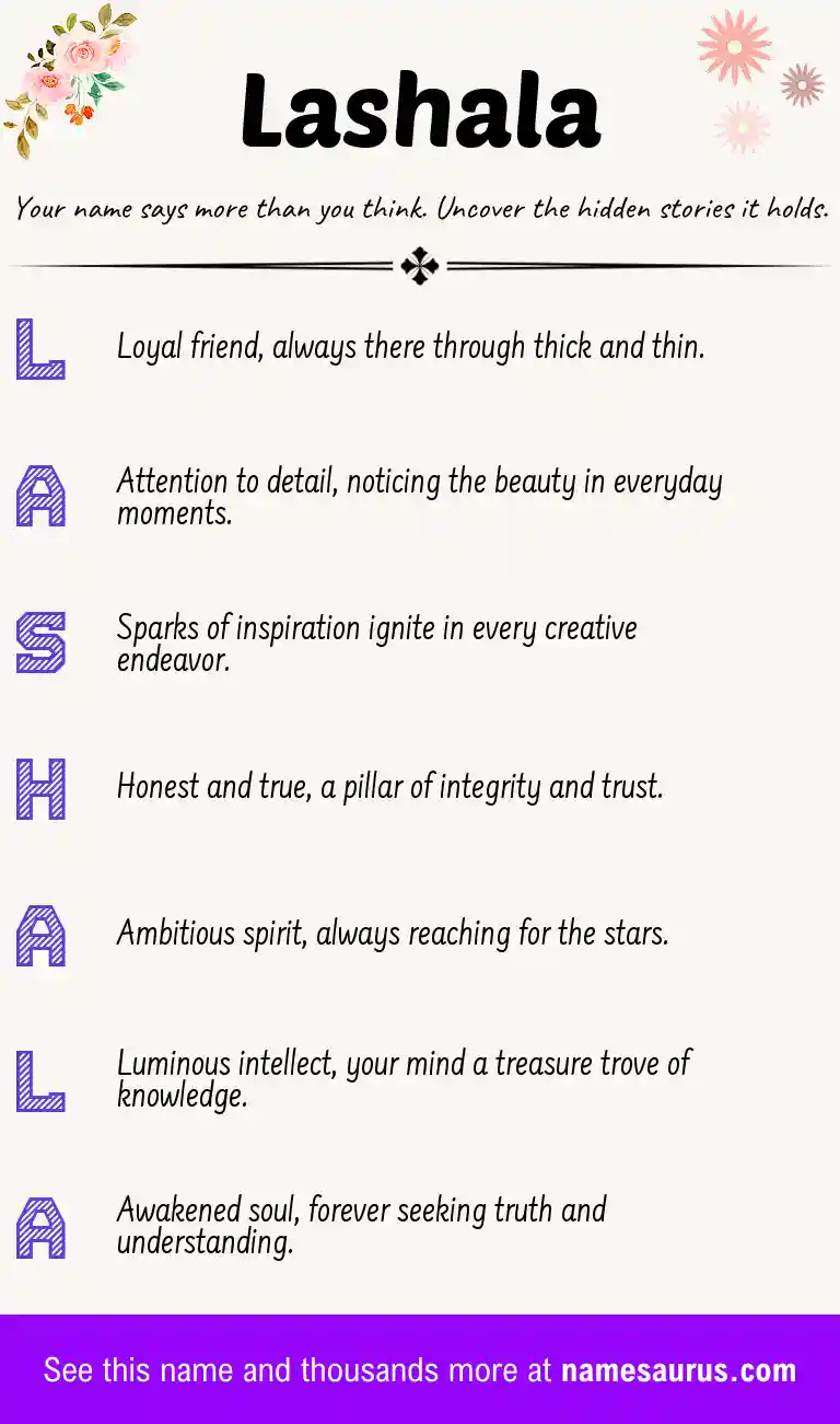 Acrostic poem about Lashala.