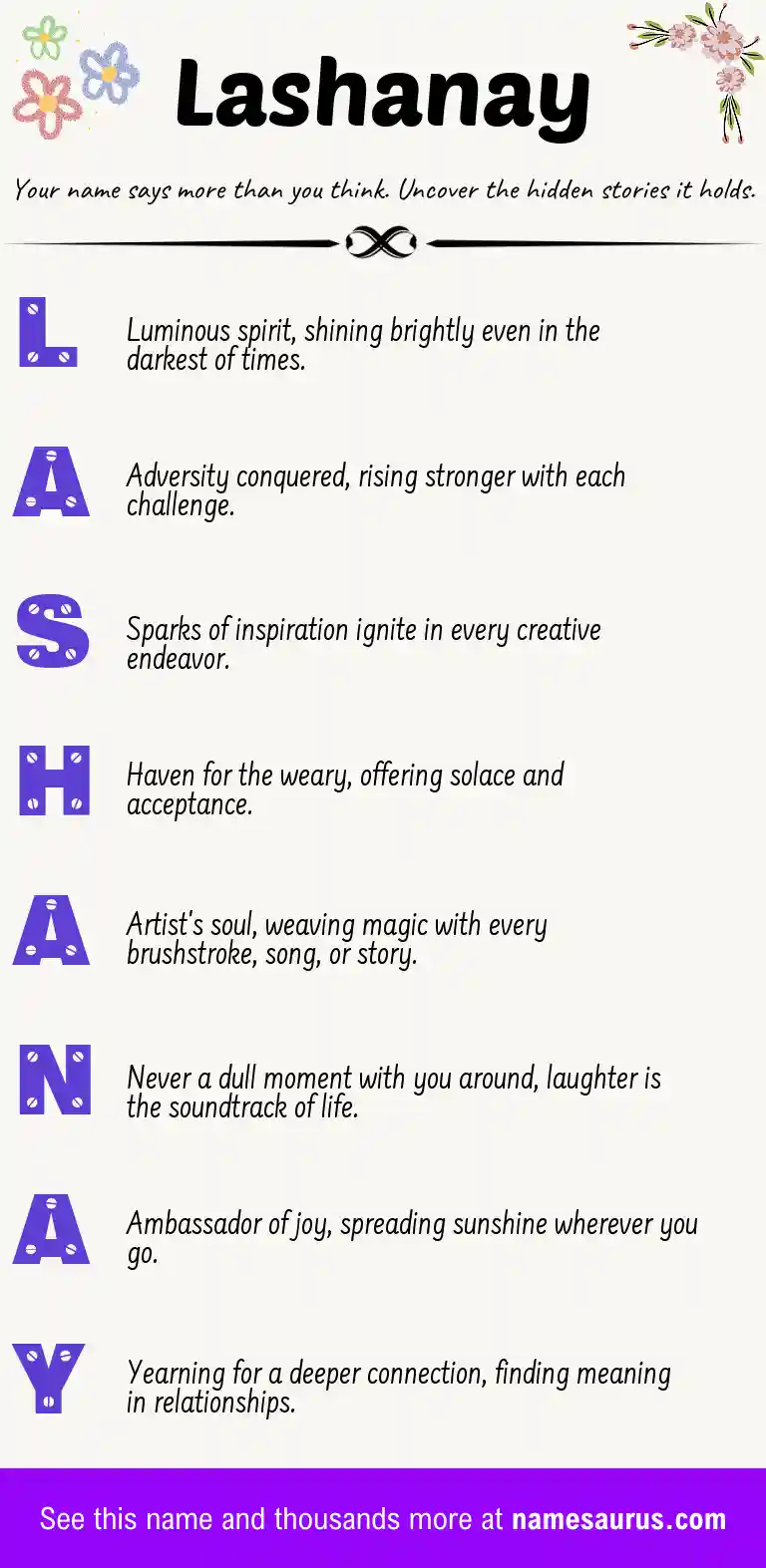 Acrostic poem about Lashanay.