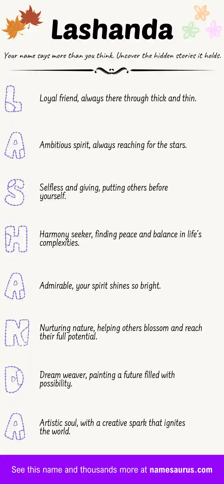 Acrostic poem about Lashanda.