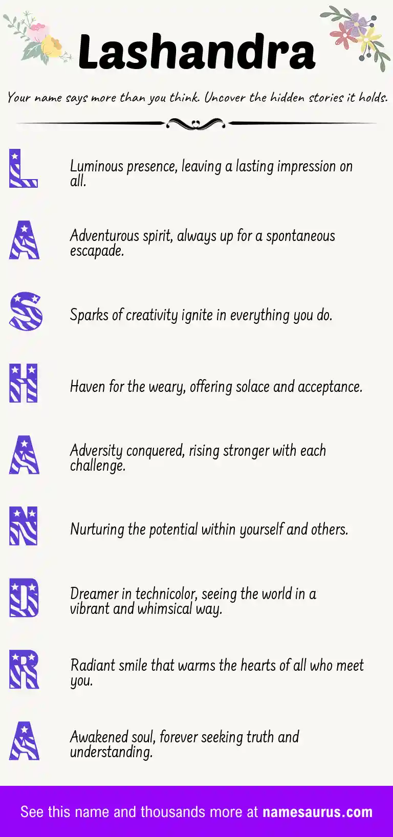 Acrostic poem about Lashandra.