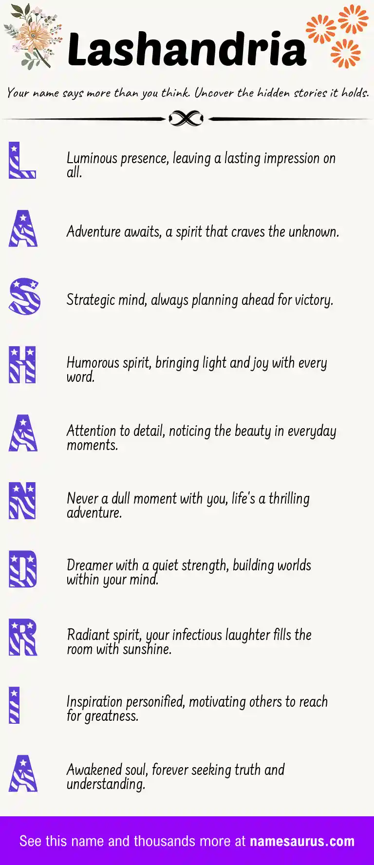 Acrostic poem about Lashandria.