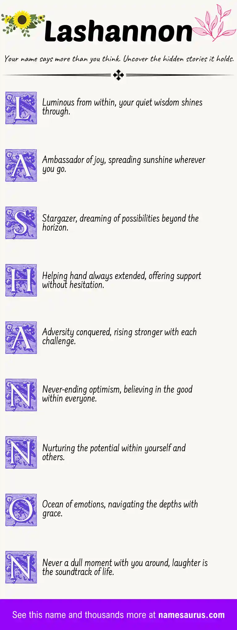 Acrostic poem about Lashannon.